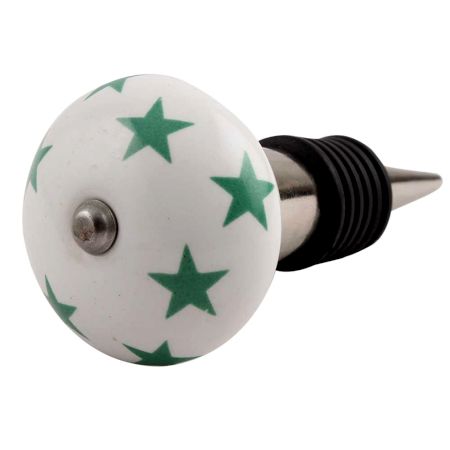 Sea Green Star Ceramic Wine Stopper (Pack Of One Piece)
